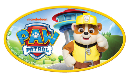 A cartoon bulldog dressed in construction clothes and a helmet
