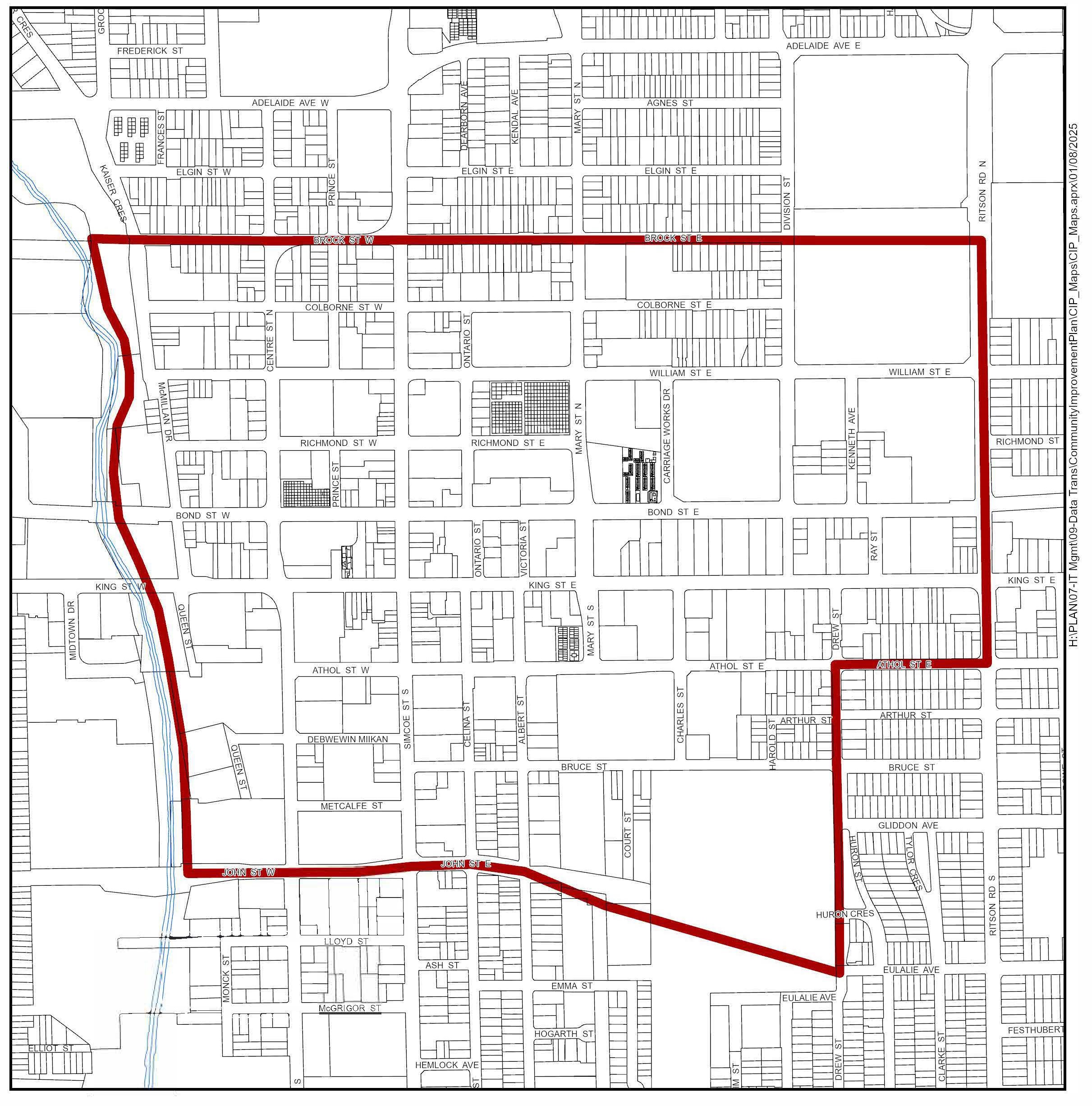 Map of Urban Growth Centre C.I.P. project area