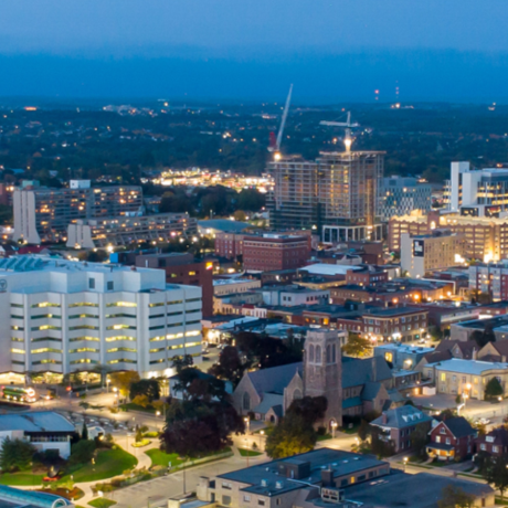 aerial view of downtown Oshawa 