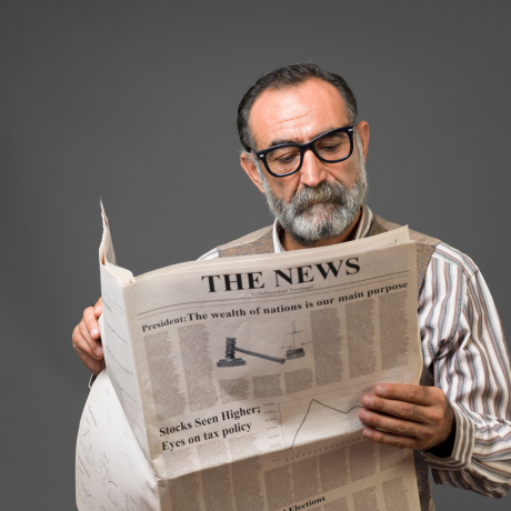 man reading newspaper