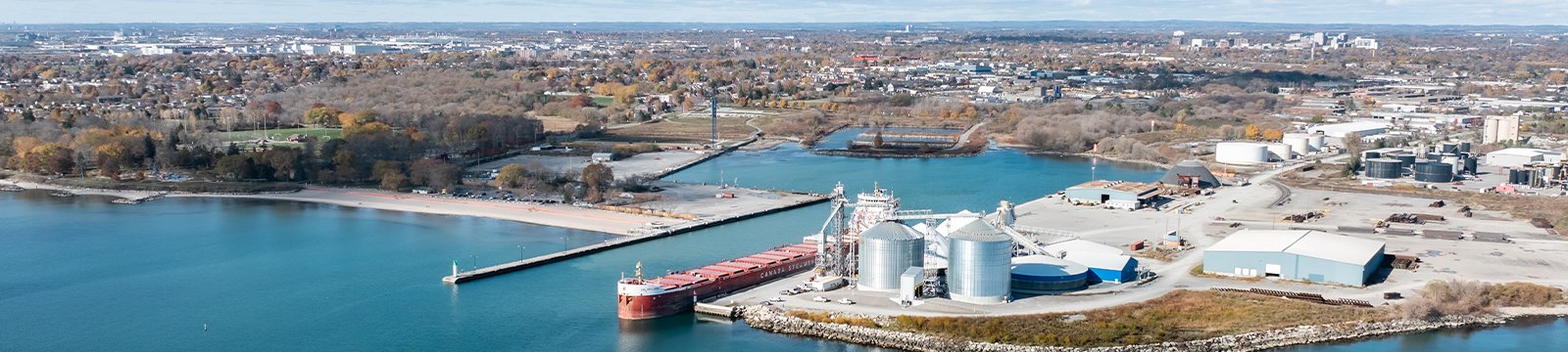 aerial photo of Oshawa Harbour