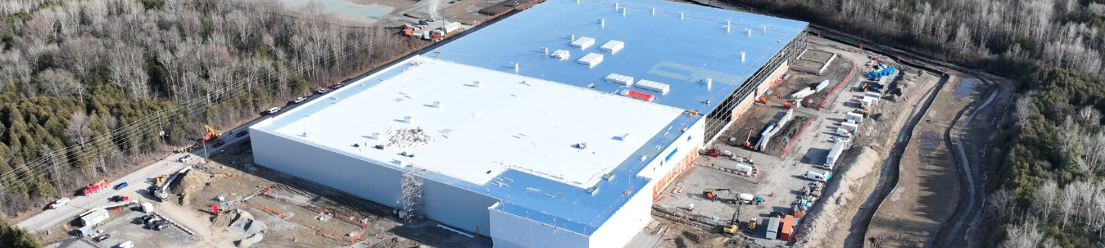 an aerial photo of the Lactalis Canada distribution facility in Northwood Business Park in Oshawa