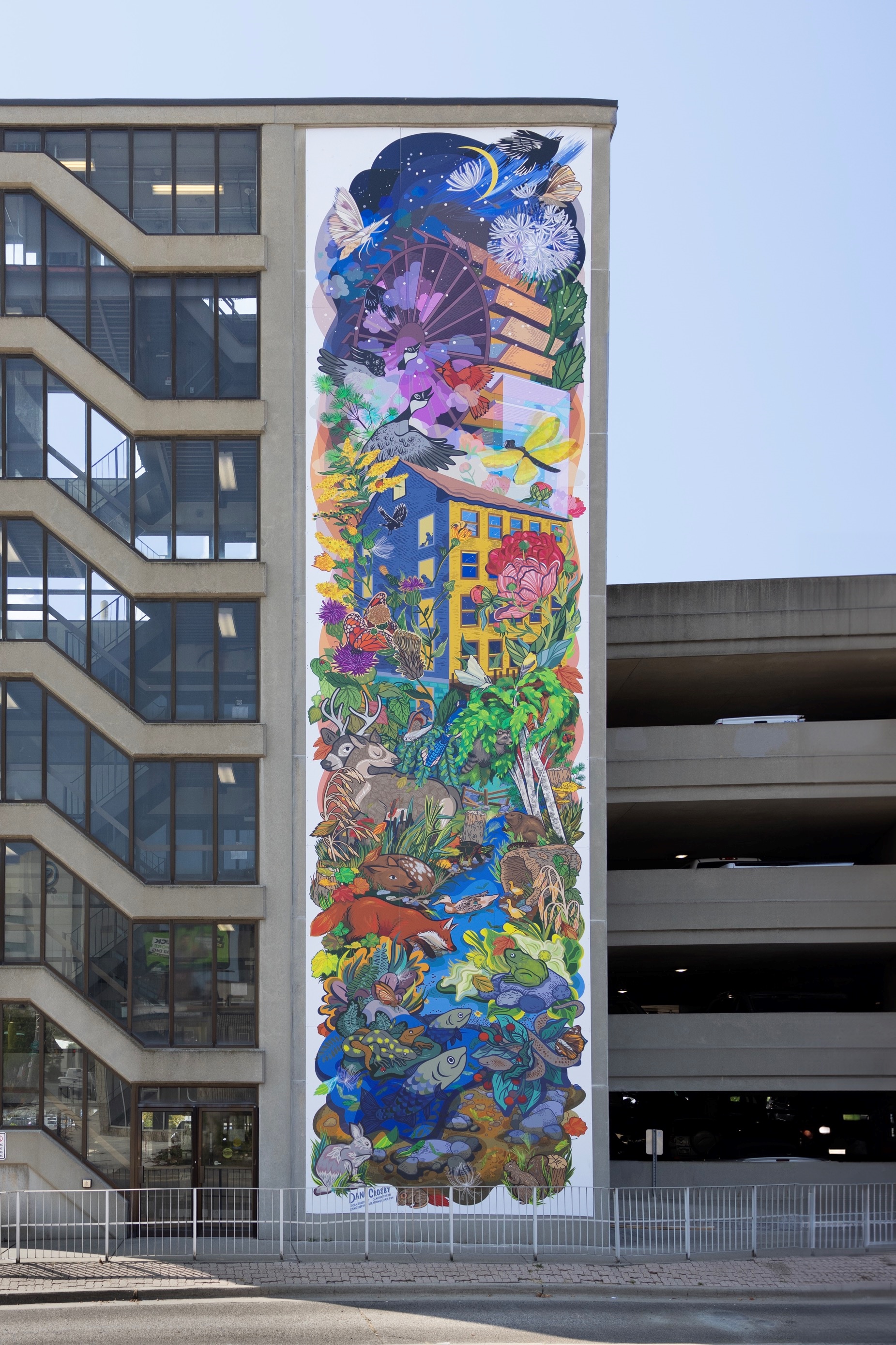 "Turning the Wheel" by local artist Dani Crosby located at 110 King Street W in downtown Oshawa. photo by: A. Waddell