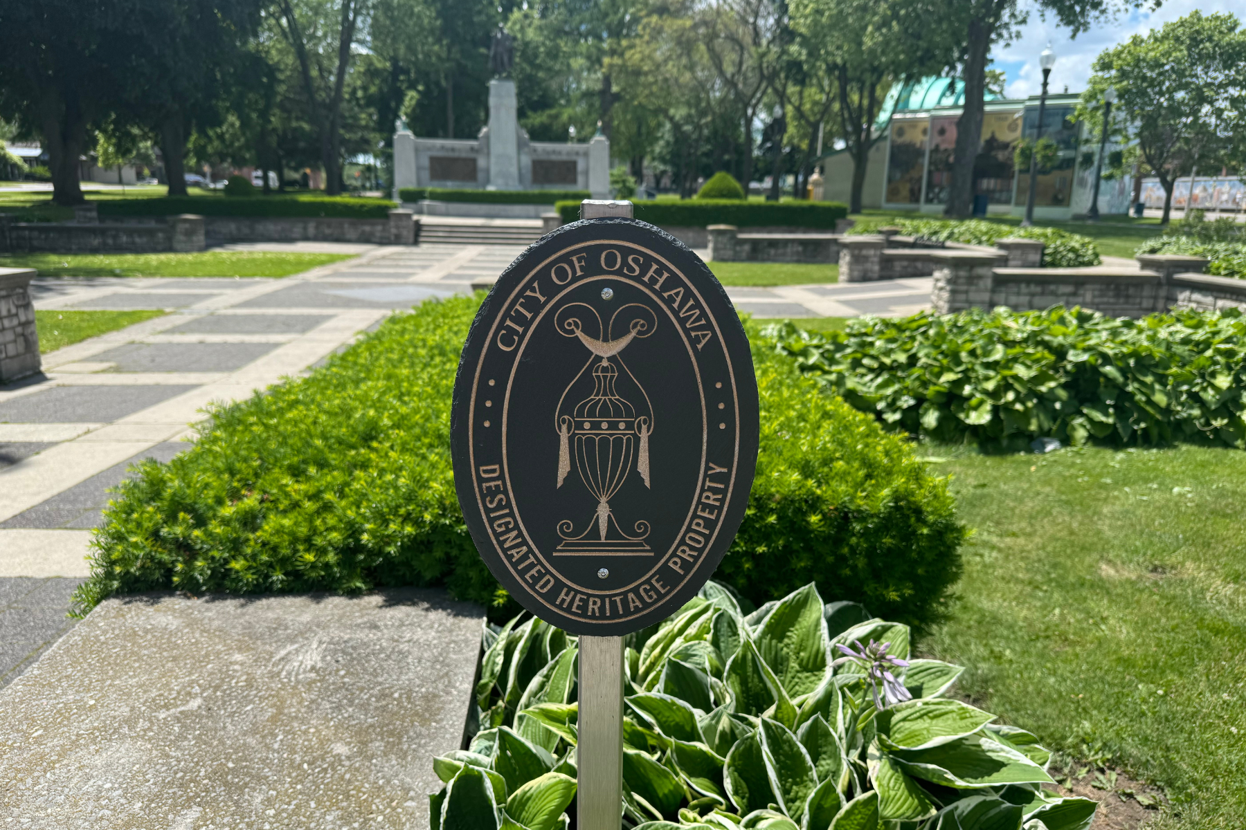 Heritage Plaque at Oshawa Memorial Park