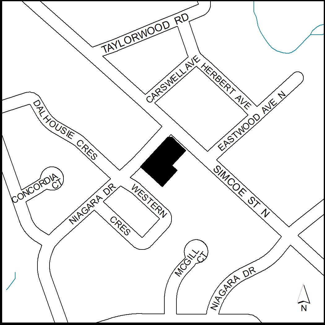 Notice_Map of 1804, 1806, and 1808 Simcoe St N and 426 Niagara Dr