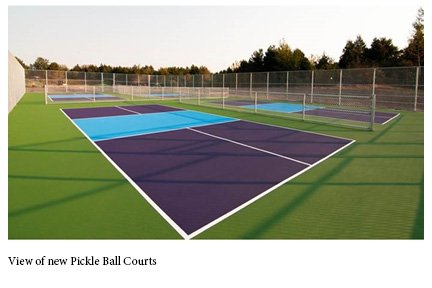 View of new Pickle Ball Courts