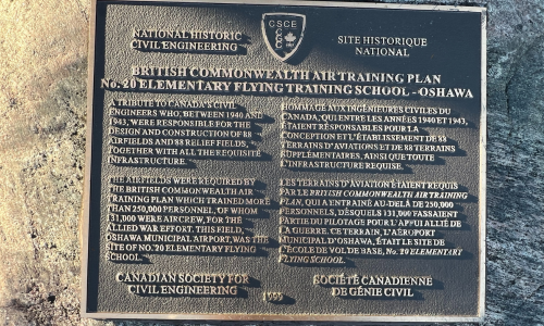 Canadian Society for Civil Engineering Memorial Plaque, Oshawa Executive Airport