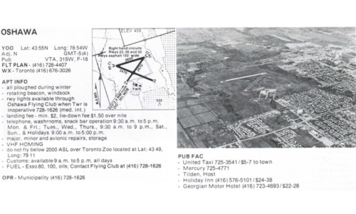 Pilot’s Air Travel Guide (First Annual Edition – 1978) Oshawa Aerodrome 