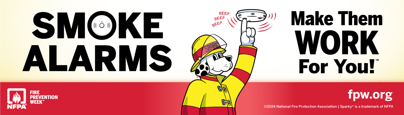 Sparky dog checking smoke alarm