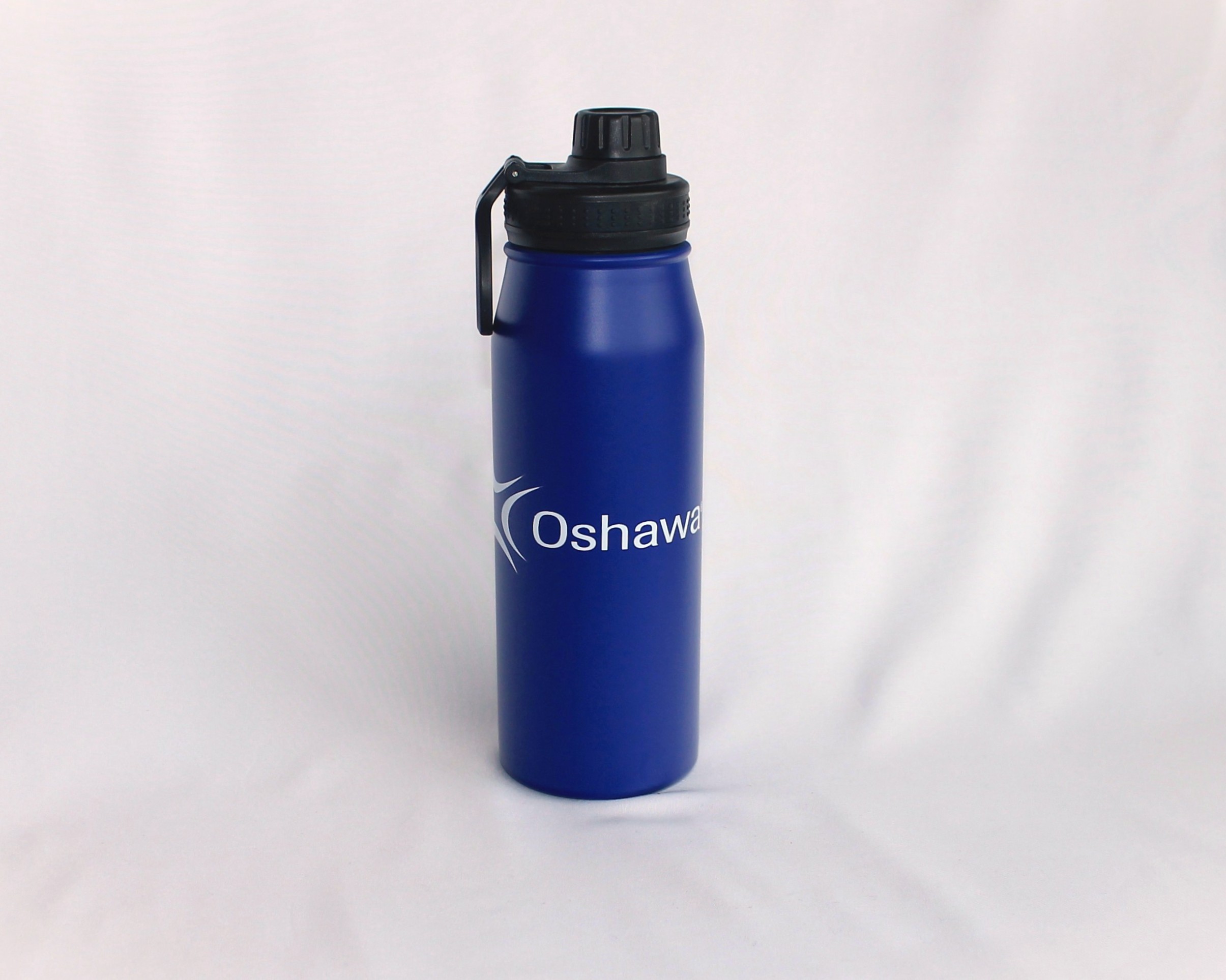 blue water bottle with City of Oshawa logo