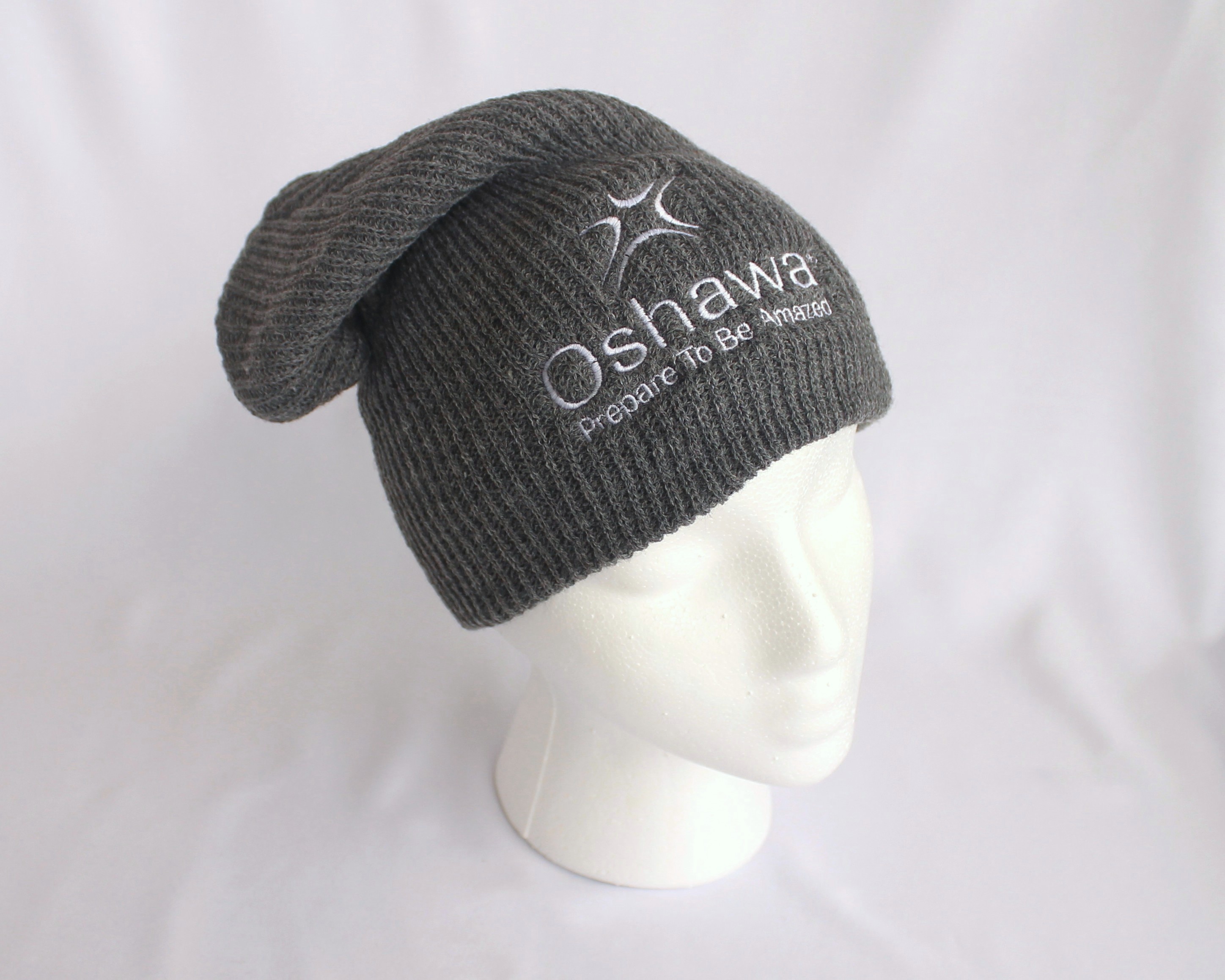 grey winter toque with City of Oshawa logo