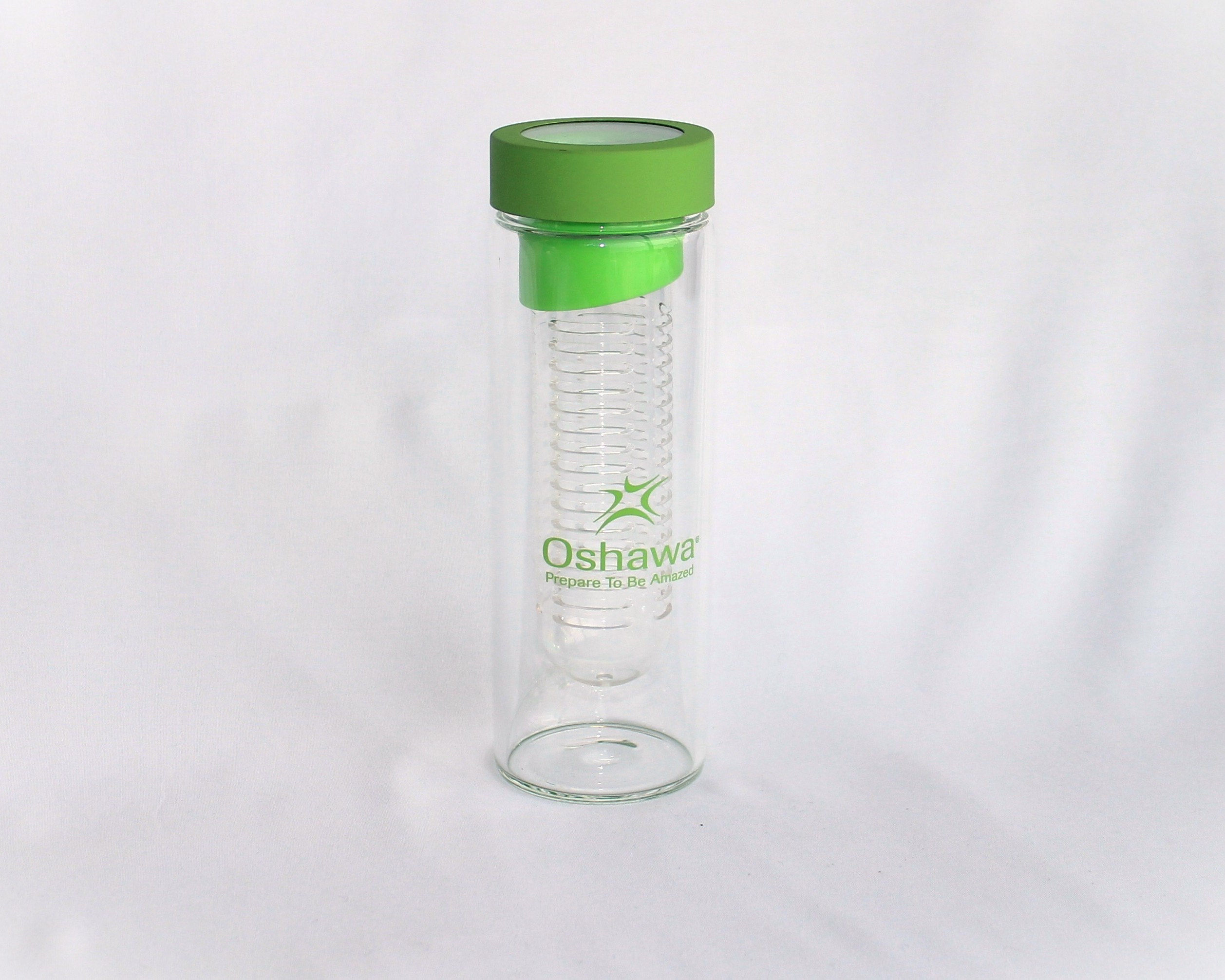 glass water bottle with City of Oshawa logo